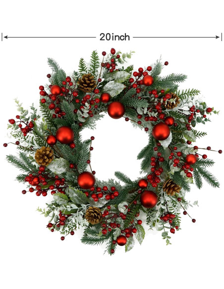 Corona Navideña Artificial 50.8 cm AMF0RESJ con Bola Roja