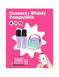 Mini Máquina de Karaoke VERKB K1 con 2 Micrófonos Inalámbricos 2