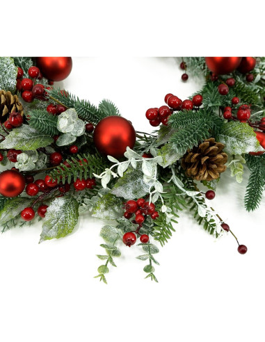 Corona Navideña Artificial 50.8 cm AMF0RESJ con Bola Roja