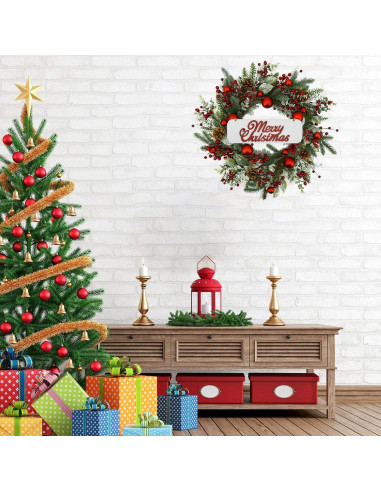 Corona Navideña Artificial 50.8 cm AMF0RESJ con Bola Roja