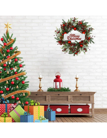 Corona Navideña Artificial 50.8 cm AMF0RESJ con Bola Roja