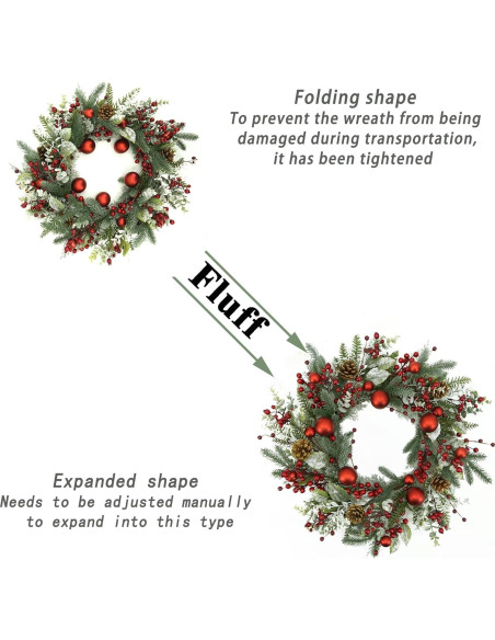 Corona Navideña Artificial 50.8 cm AMF0RESJ con Bola Roja