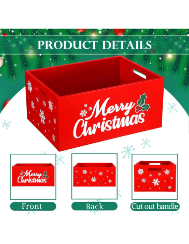 Caja de Almacenamiento de Madera Namalu 29x21x13.7cm Roja