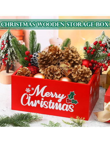 Caja de Almacenamiento de Madera Namalu 29x21x13.7cm Roja