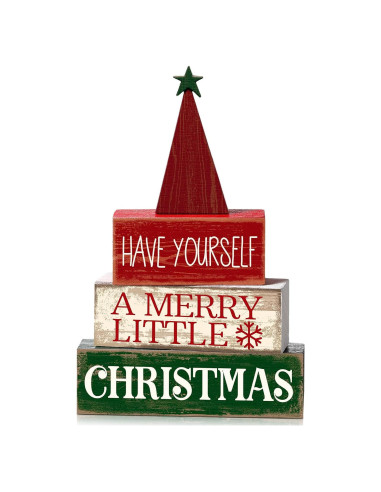 Decoración Navideña Moucuny 4 Piezas Árbol de Madera Multicolor