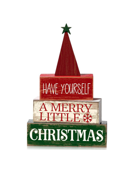 Decoración Navideña Moucuny 4 Piezas Árbol de Madera Multicolor