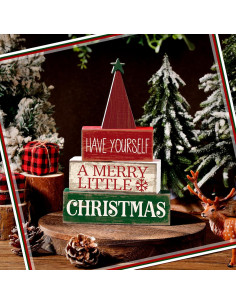 Decoración Navideña Moucuny 4 Piezas Árbol de Madera Multicolor 2