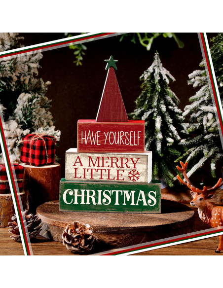 Decoración Navideña Moucuny 4 Piezas Árbol de Madera Multicolor