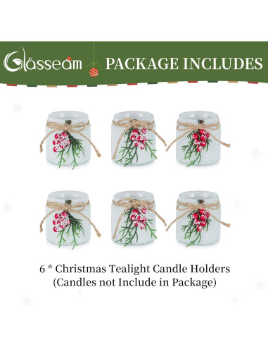 Juego de 6 Soportes de Velas Votivas de Vidrio Glasseam