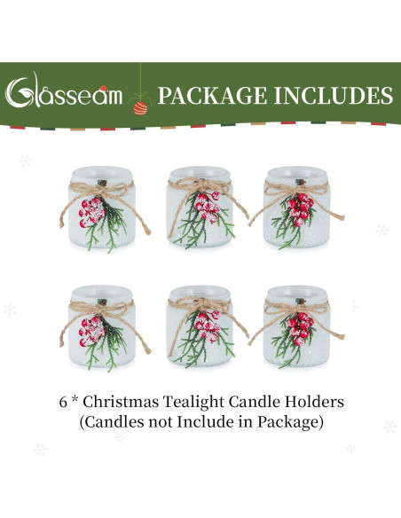Juego de 6 Soportes de Velas Votivas de Vidrio Glasseam
