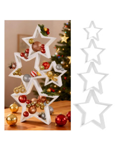 4 Piezas Decoración de Mesa Estrella de Madera Navidad