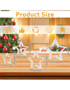 4 Piezas Decoración de Mesa Estrella de Madera Navidad 2