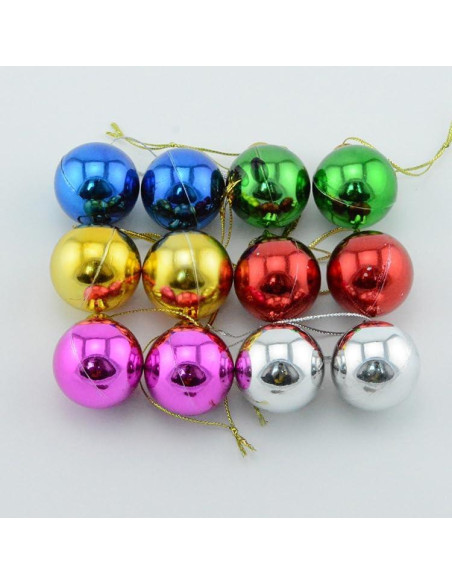 24 Bolas de Navidad 40mm Plástico Colores Adornos Decorativos