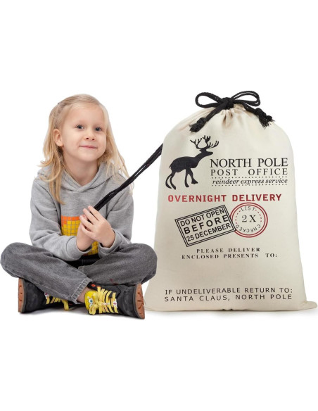 JOYIN 3 Bolsas de Regalo de Lona Navidad 66x48cm Reutilizables