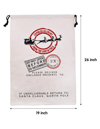 JOYIN 3 Bolsas de Regalo de Lona Navidad 66x48cm Reutilizables