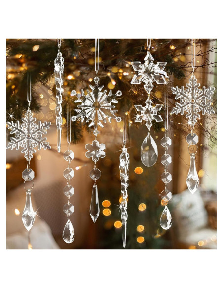 18 Adornos de Copo de Nieve Acrílico GuassLee para Navidad