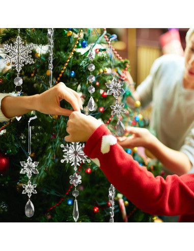18 Adornos de Copo de Nieve Acrílico GuassLee para Navidad