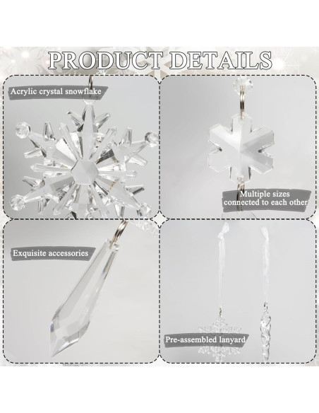 18 Adornos de Copo de Nieve Acrílico GuassLee para Navidad