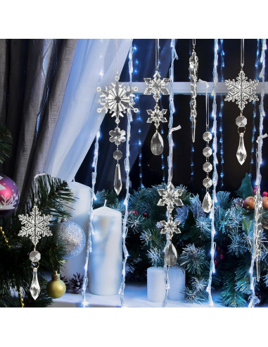 18 Adornos de Copo de Nieve Acrílico GuassLee para Navidad