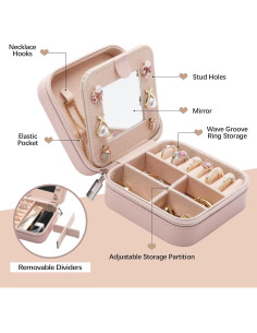 Caja de Joyería CEASQVAA Portátil para Mujeres 10x10 cm 2