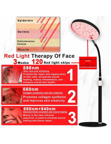 Lámpara de Terapia de Luz Roja Akarishin 120 LEDs Ajustable