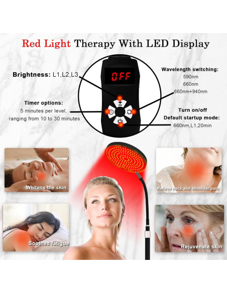 Lámpara de Terapia de Luz Roja Akarishin 120 LEDs Ajustable