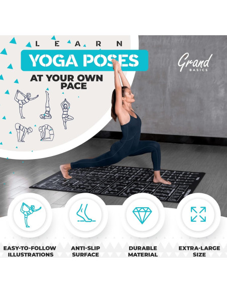 Esterilla de Yoga Instruccional XL Grand Basics 1.83m x 1.22m