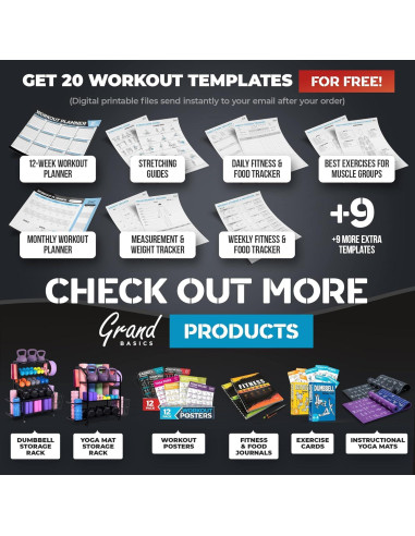 Esterilla de Yoga Instruccional XL Grand Basics 1.83m x 1.22m