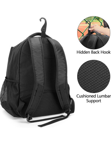 Mochila de Tenis DSLEAF para 2 Raquetas y Zapatos - Negro