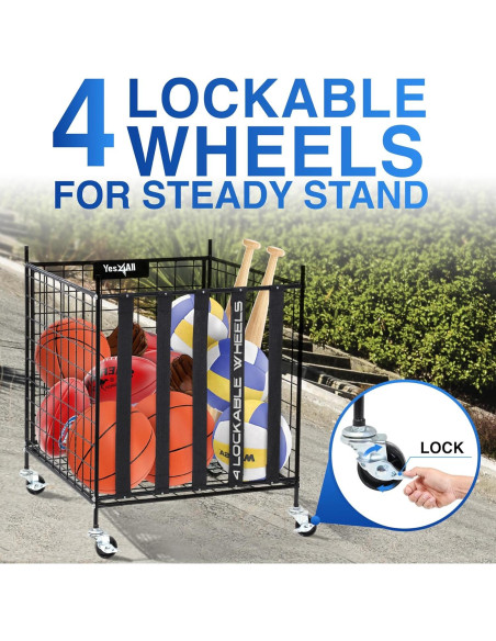 Carro de Almacenamiento YES4ALL para Balones - 49x47cm - Negro