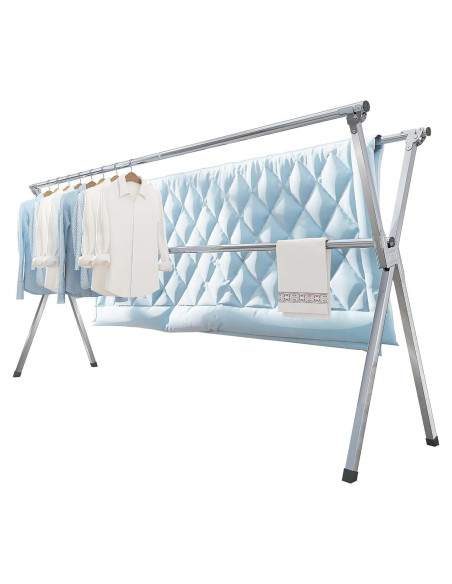 Estante para Secar Ropa VIKAQI Plegable Acero Inoxidable 200.7 cm