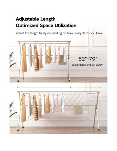 Estante para Secar Ropa VIKAQI Plegable Acero Inoxidable 200.7 cm