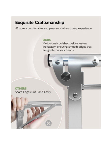 Estante para Secar Ropa VIKAQI Plegable Acero Inoxidable 200.7 cm