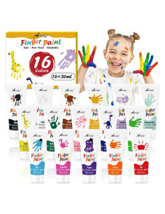 Pintura de Dedos AROIC 16 Colores Lavable No Tóxica