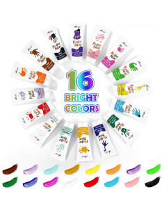 Pintura de Dedos AROIC 16 Colores Lavable No Tóxica 2