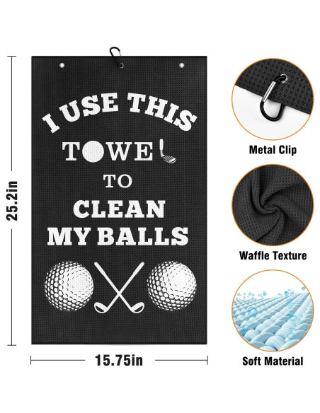 Toalla de Golf Microfibra Zutcogo con Clip - Negra, 0.12 kg