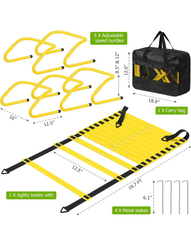 Set de Entrenamiento de Velocidad y Agilidad SMTPDT - 5 Vallas y Escalera