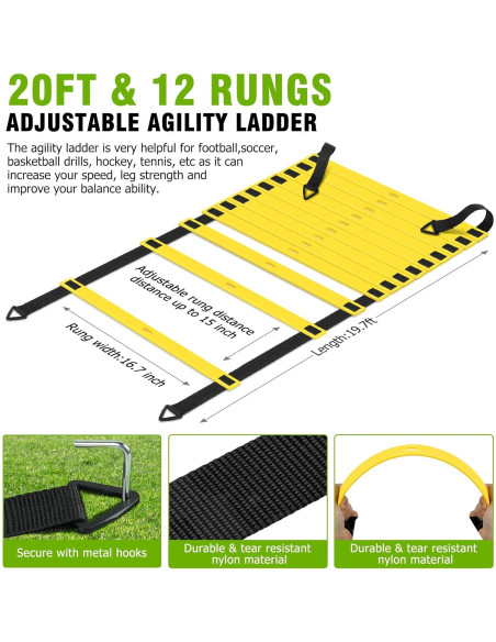 Set de Entrenamiento de Velocidad y Agilidad SMTPDT - 5 Vallas y Escalera