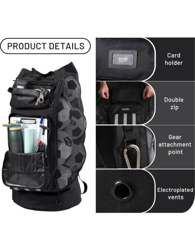 Bolsa de Balón de Fútbol XXL OrgaWise | Tela Oxford 600D | 15 Balones
