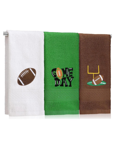 3 Toallas de Mano Bordadas de Fútbol SmoothNovelty 35x75cm