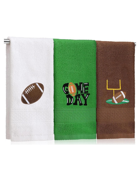3 Toallas de Mano Bordadas de Fútbol SmoothNovelty 35x75cm