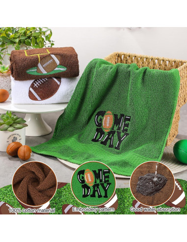 3 Toallas de Mano Bordadas de Fútbol SmoothNovelty 35x75cm