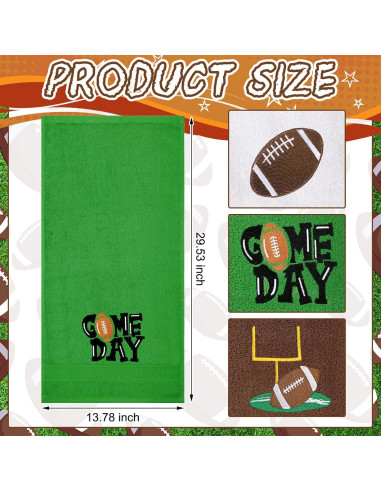 3 Toallas de Mano Bordadas de Fútbol SmoothNovelty 35x75cm