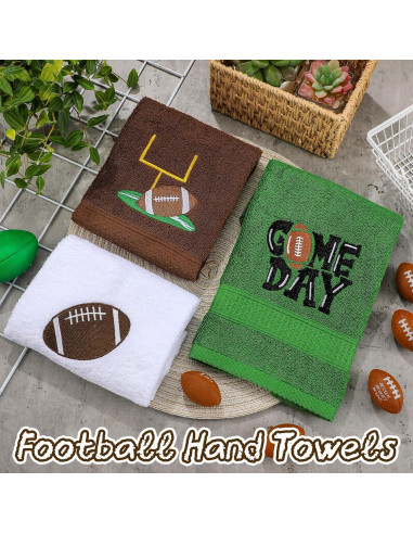 3 Toallas de Mano Bordadas de Fútbol SmoothNovelty 35x75cm