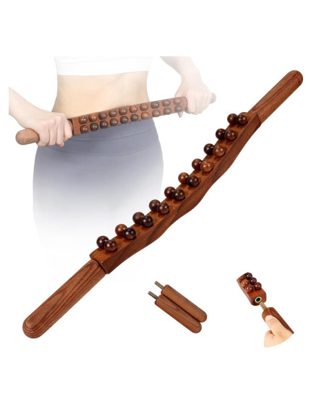 Bastón de Masaje de Madera para Drenaje Linfático 60 cm