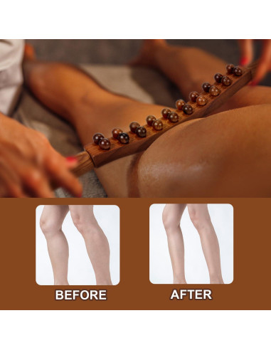 Bastón de Masaje de Madera para Drenaje Linfático 60 cm