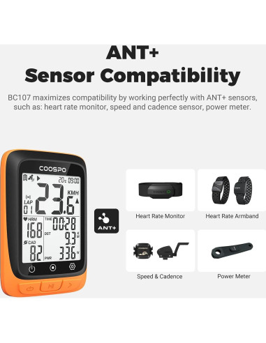 Computadora de Bicicleta CooSpo BC107 GPS Inalámbrica 2.4"