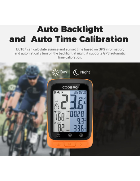 Computadora de Bicicleta CooSpo BC107 GPS Inalámbrica 2.4"