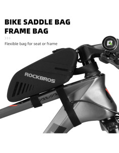 Bolsa de Silla de Bicicleta ROCKBROS 0.6L Impermeable Gris Negro 2