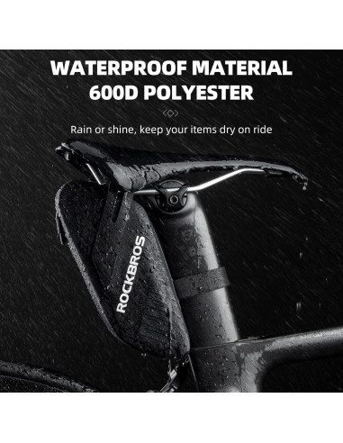 Bolsa de Silla de Bicicleta ROCKBROS 0.6L Impermeable Gris Negro